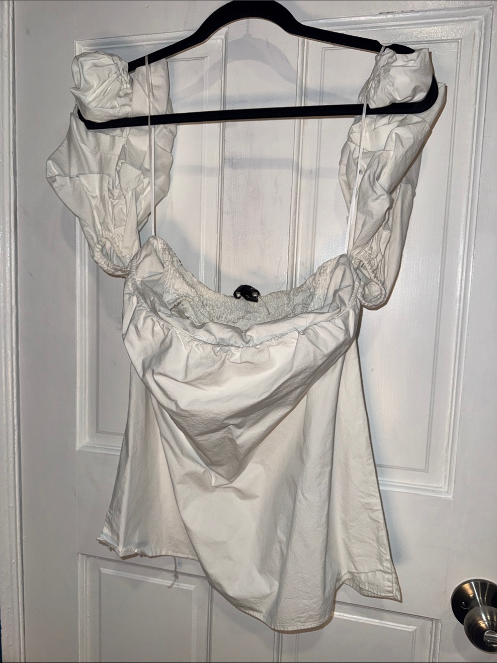 Aqua White Smocked Off-Shoulder Cami Top